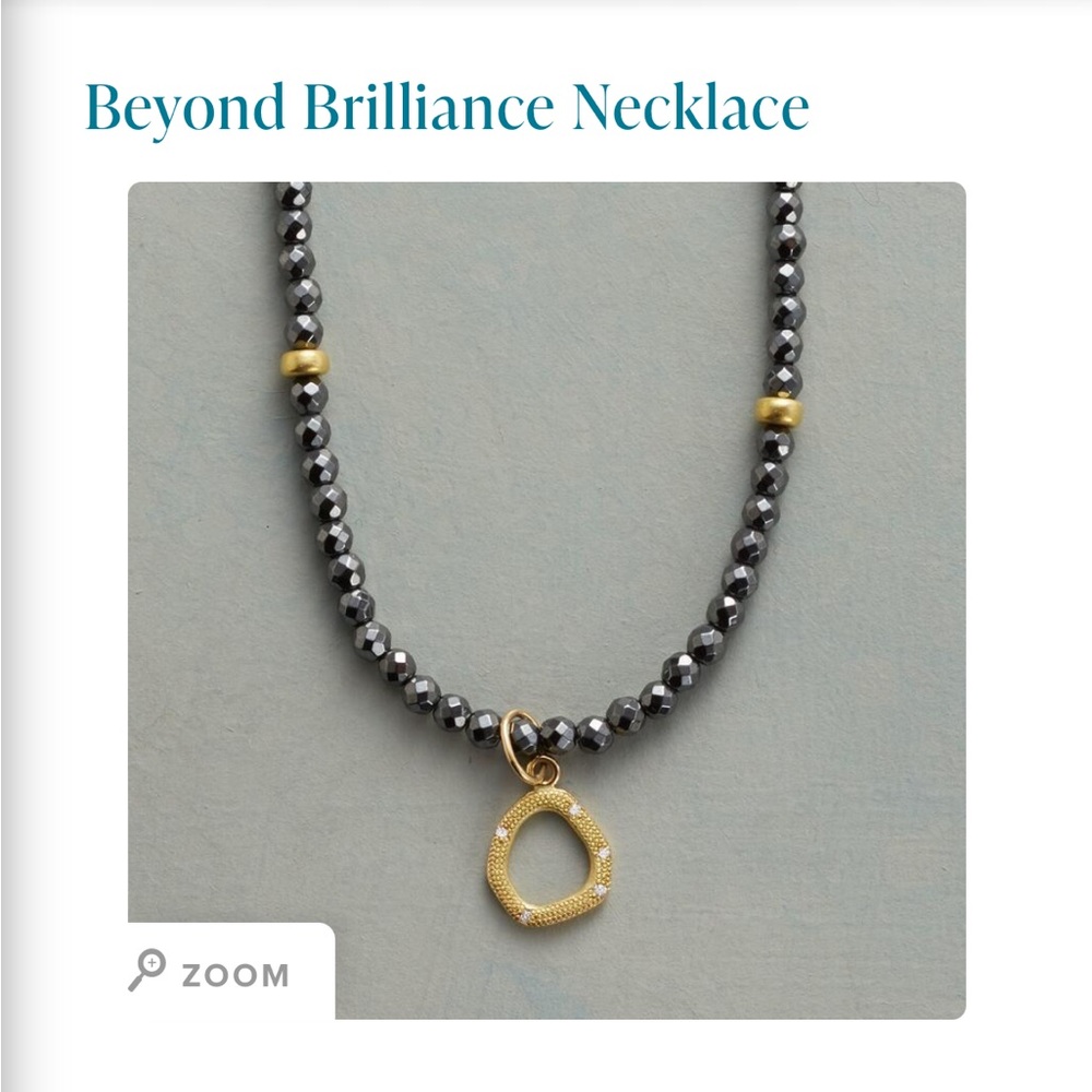 Sundance Hematite 14k gold with Diamonds 18” necklace